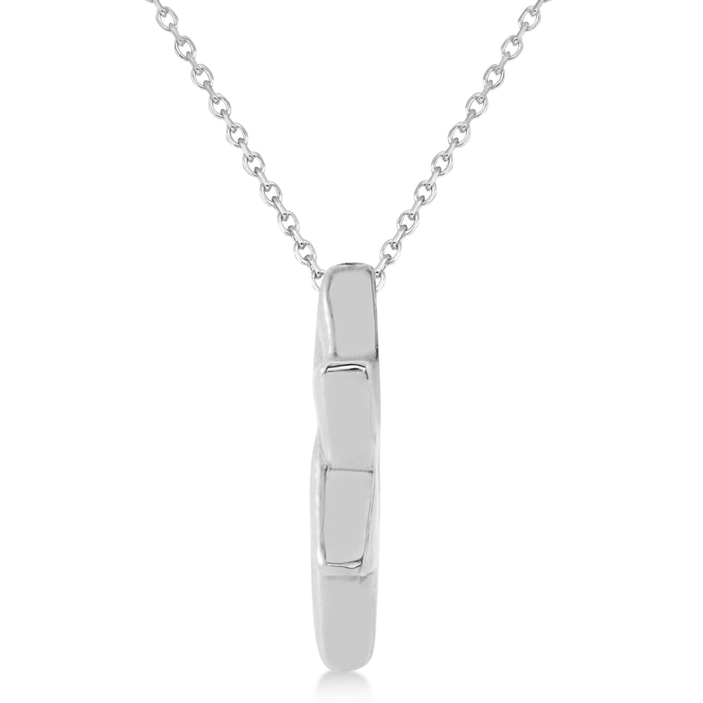 Jewish Star of David Interconnecting Petite Pendant Necklace 14K White Gold