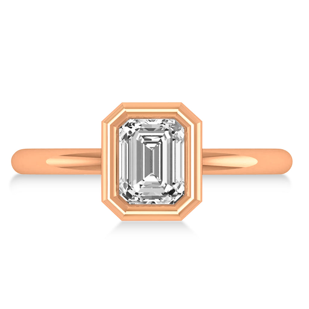 Emerald-Cut Bezel-Set Diamond Solitaire Ring 14k Rose Gold (1.00 ctw)