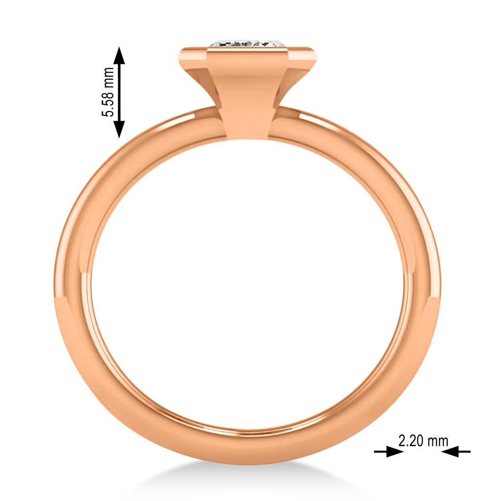 Emerald-Cut Bezel-Set Diamond Solitaire Ring 14k Rose Gold (1.00 ctw)