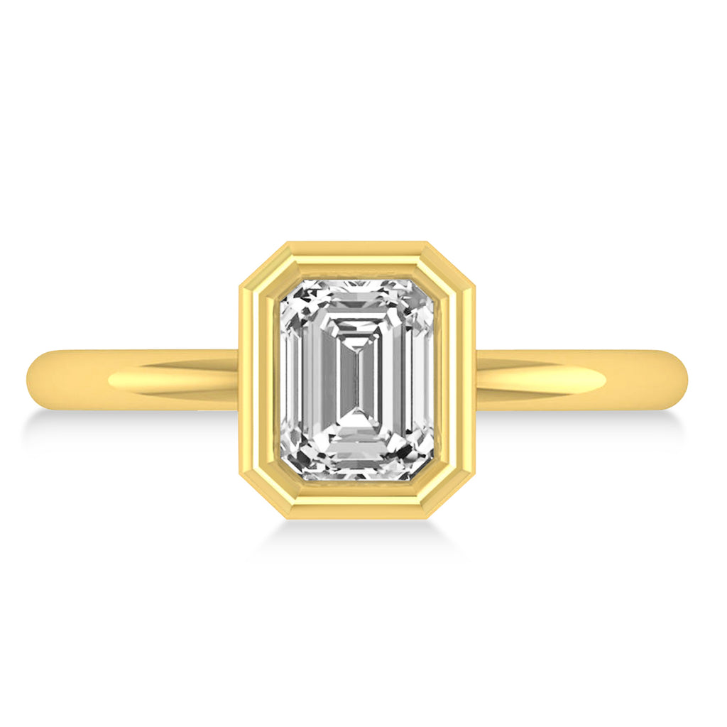 Emerald-Cut Bezel-Set Diamond Solitaire Ring 14k Yellow Gold (1.00 ctw)
