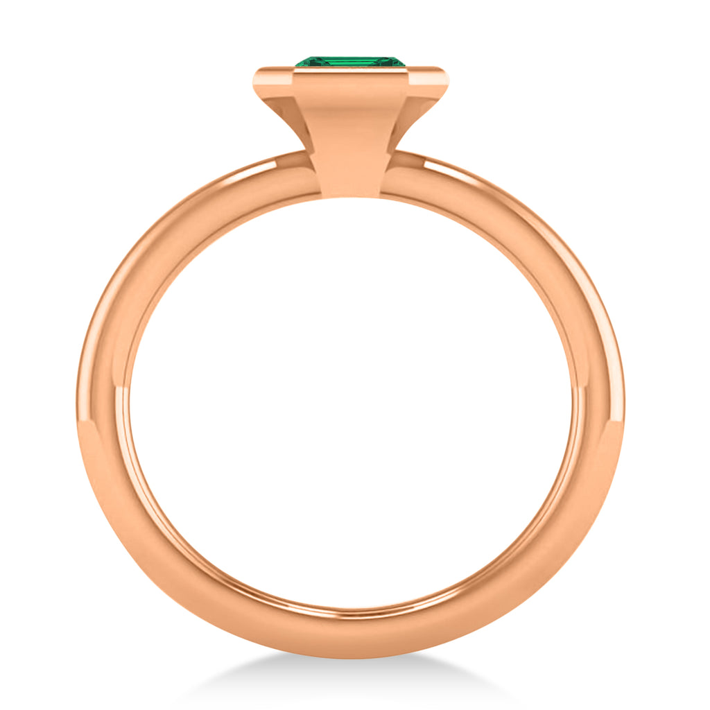 Emerald-Cut Bezel-Set Emerald Solitaire Ring 14k Rose Gold (1.00 ctw)