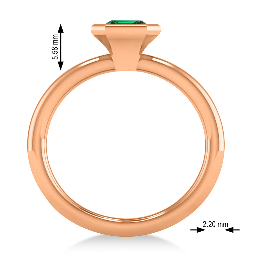 Emerald-Cut Bezel-Set Emerald Solitaire Ring 14k Rose Gold (1.00 ctw)