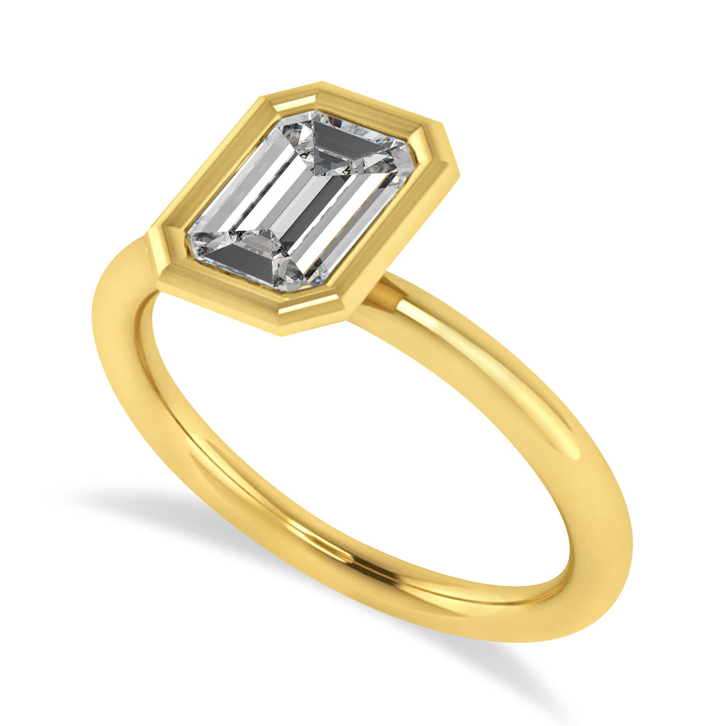 Emerald-Cut Bezel-Set Moissanite Solitaire Ring 14k Yellow Gold (1.00 ctw)