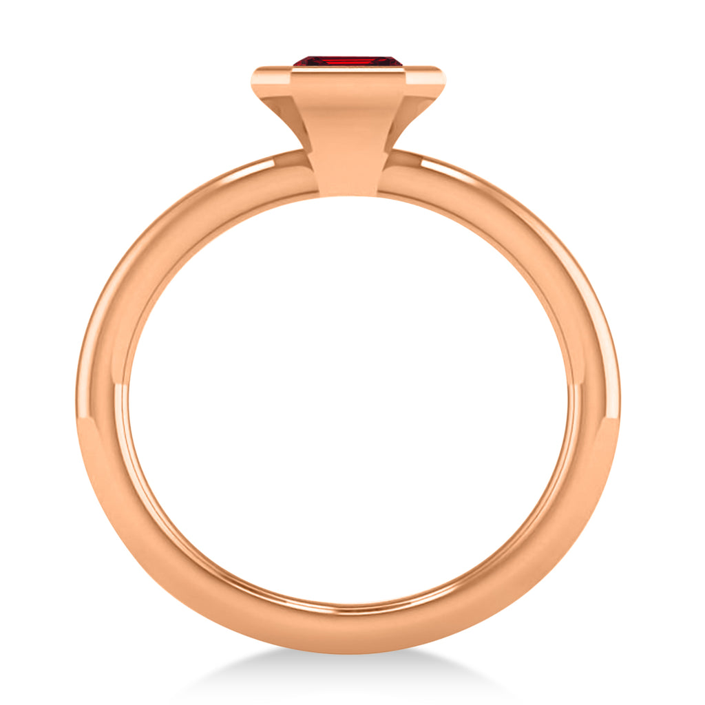 Emerald-Cut Bezel-Set Ruby Solitaire Ring 14k Rose Gold (1.00 ctw)