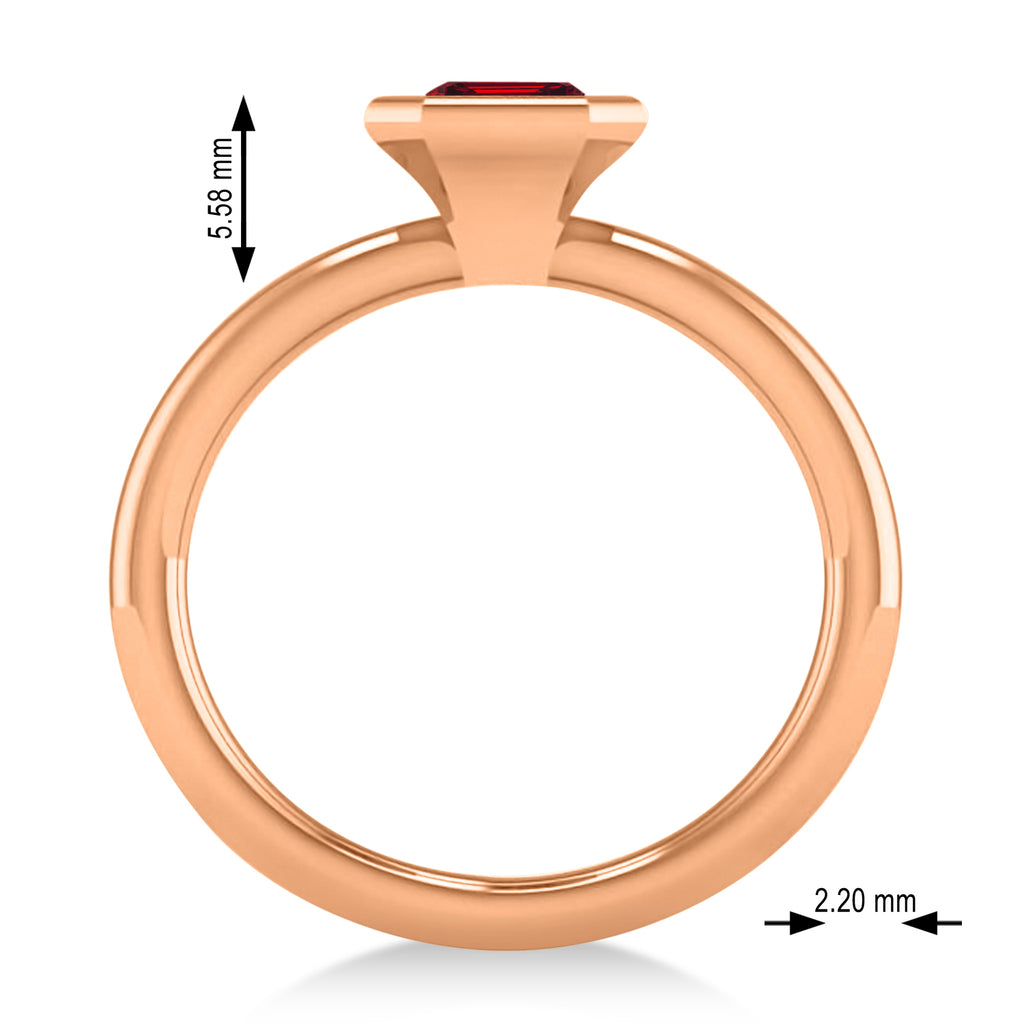 Emerald-Cut Bezel-Set Ruby Solitaire Ring 14k Rose Gold (1.00 ctw)