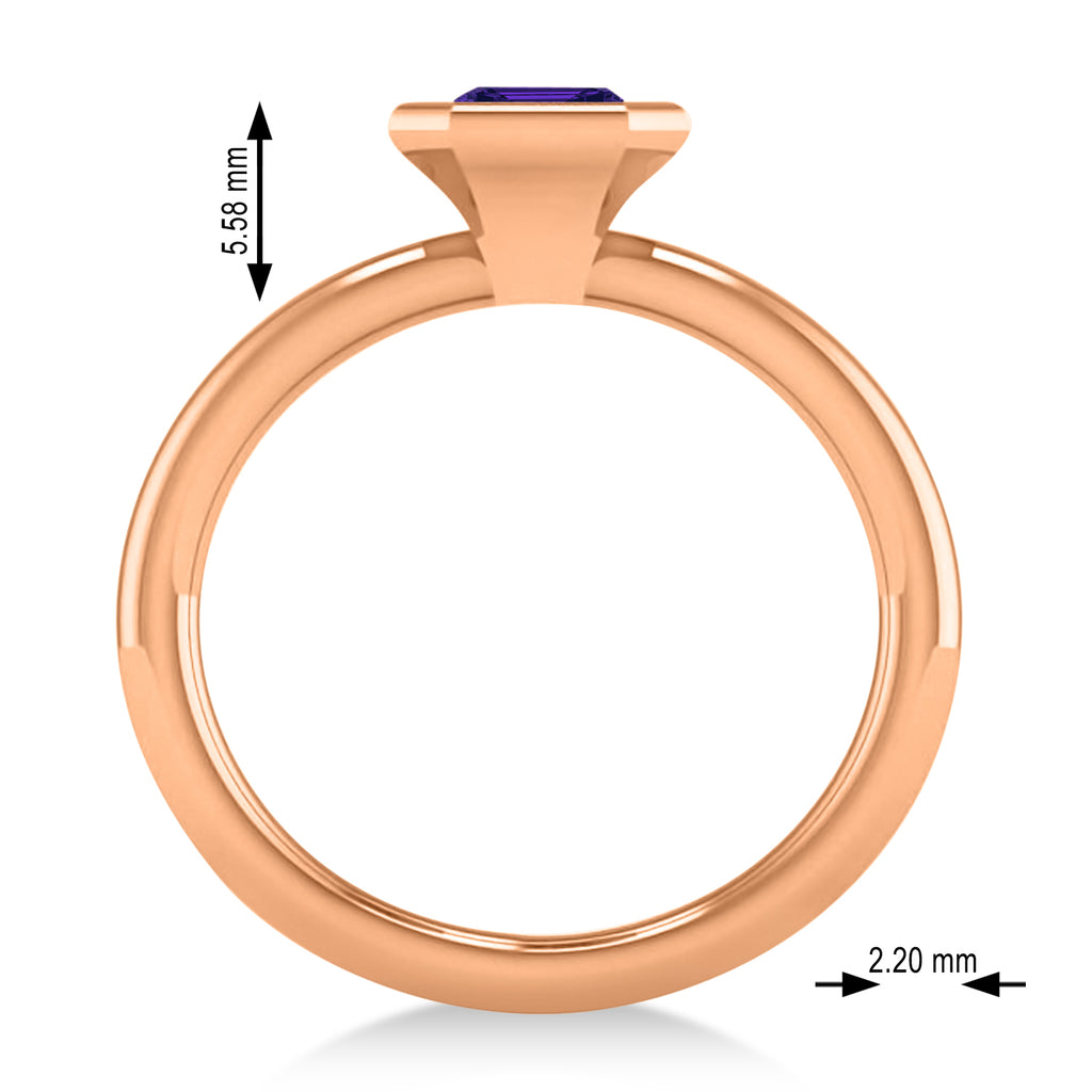 Emerald-Cut Bezel-Set Tanzanite Solitaire Ring 14k Rose Gold (1.00 ctw)