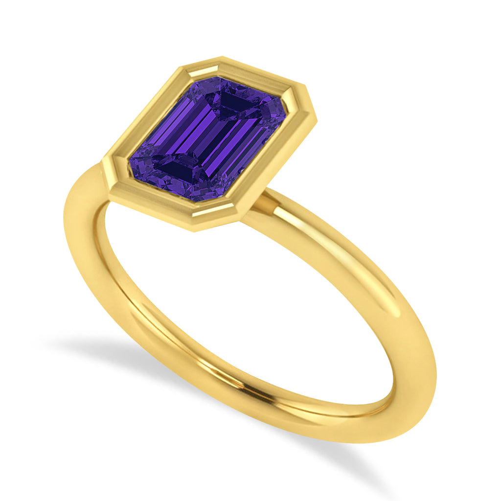 Emerald-Cut Bezel-Set Tanzanite Solitaire Ring 14k Yellow Gold (1.00 ctw)