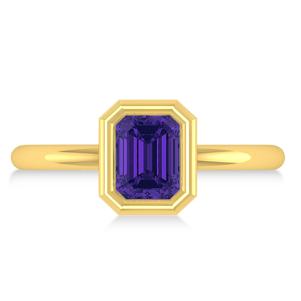 Emerald-Cut Bezel-Set Tanzanite Solitaire Ring 14k Yellow Gold (1.00 ctw)