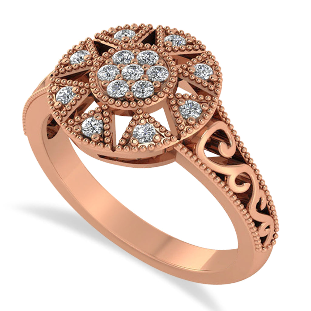 Diamond Milgrain Octagram Ladies' Ring 14k Rose Gold (0.23ct)