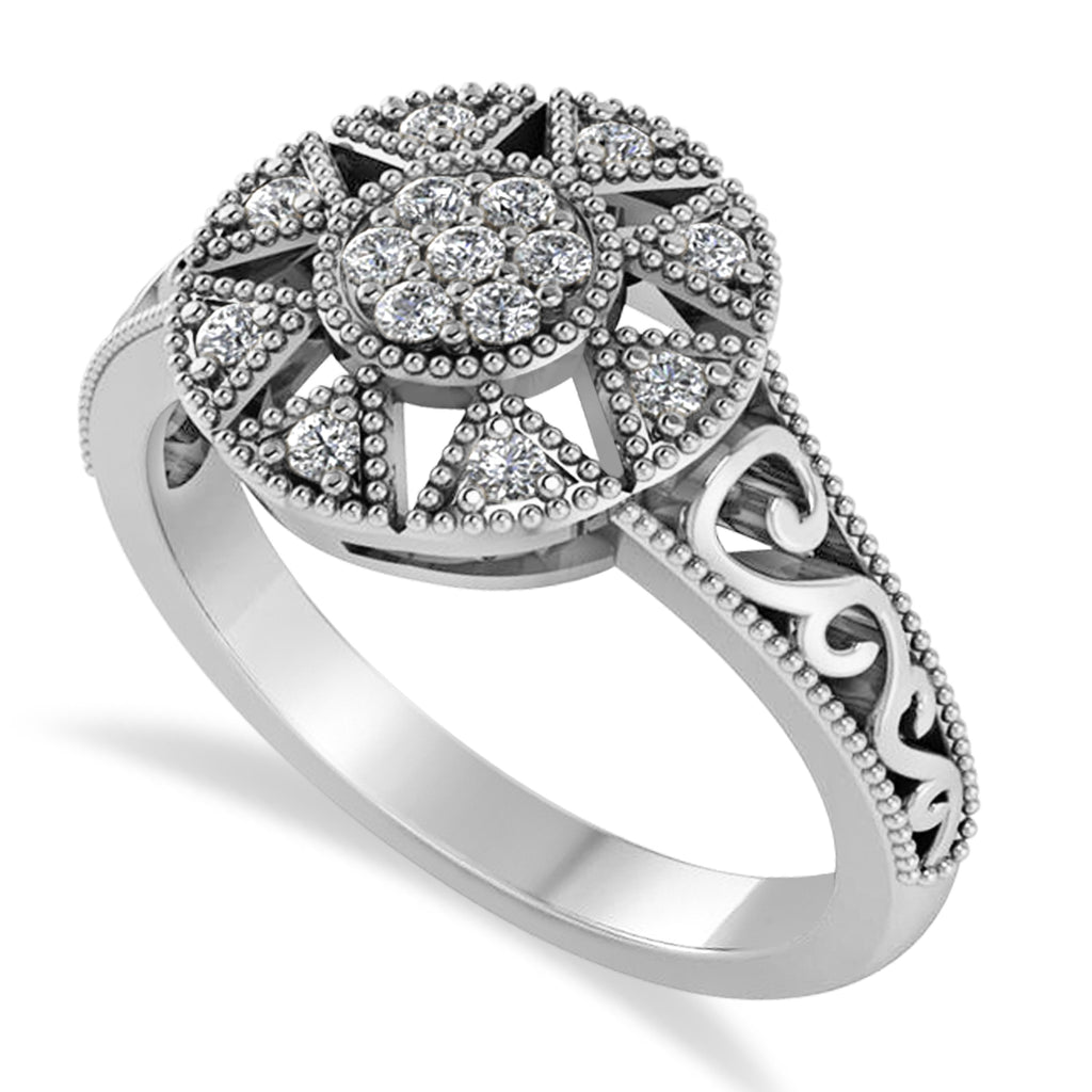 Diamond Milgrain Octagram Ladies' Ring 14k White Gold (0.23ct)