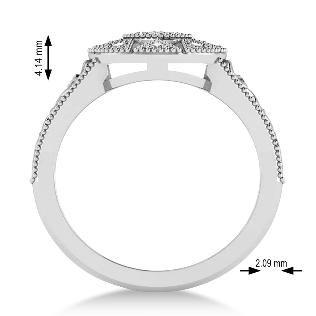 Diamond Milgrain Octagram Ladies' Ring 14k White Gold (0.23ct)