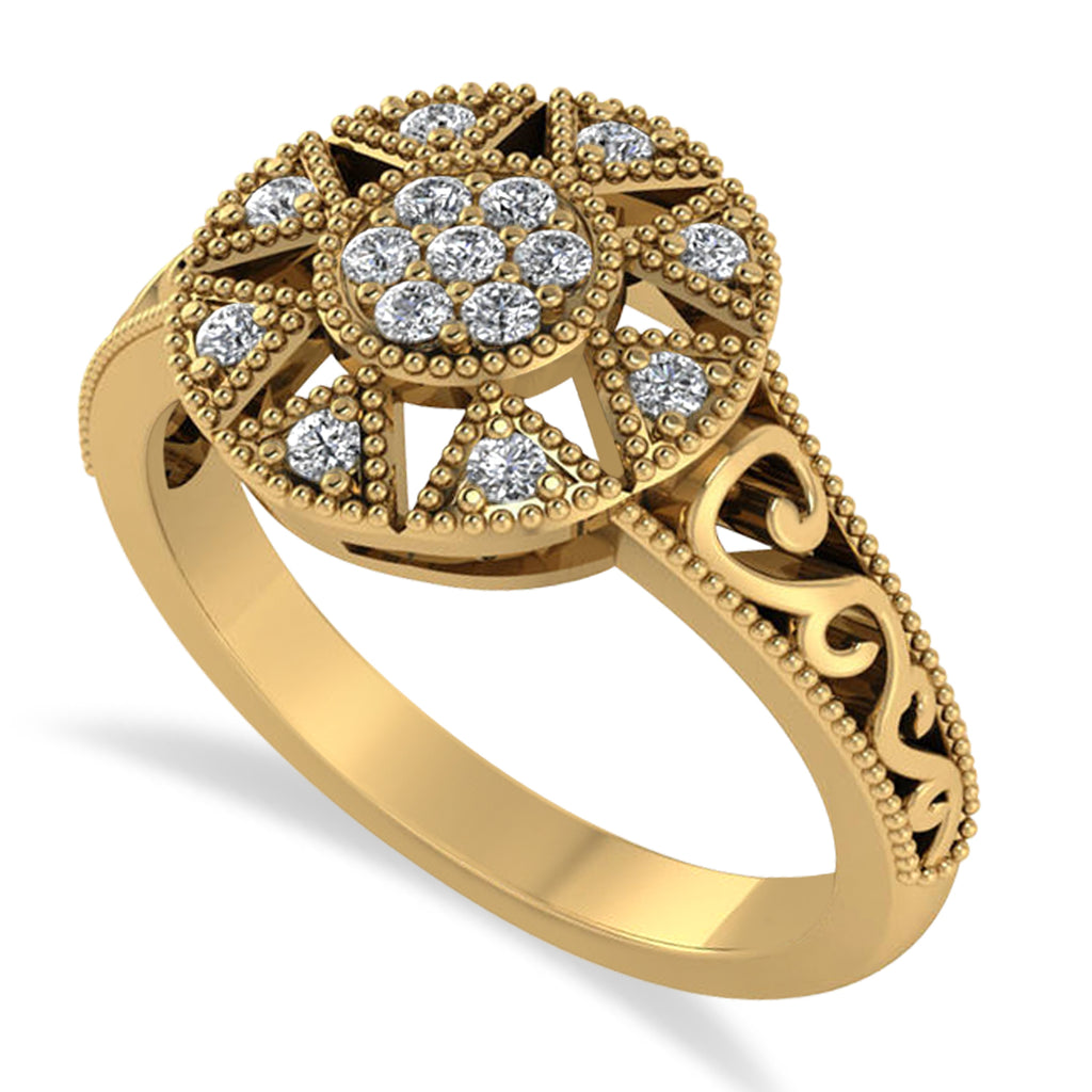Diamond Milgrain Octagram Ladies' Ring 14k Yellow Gold (0.23ct)
