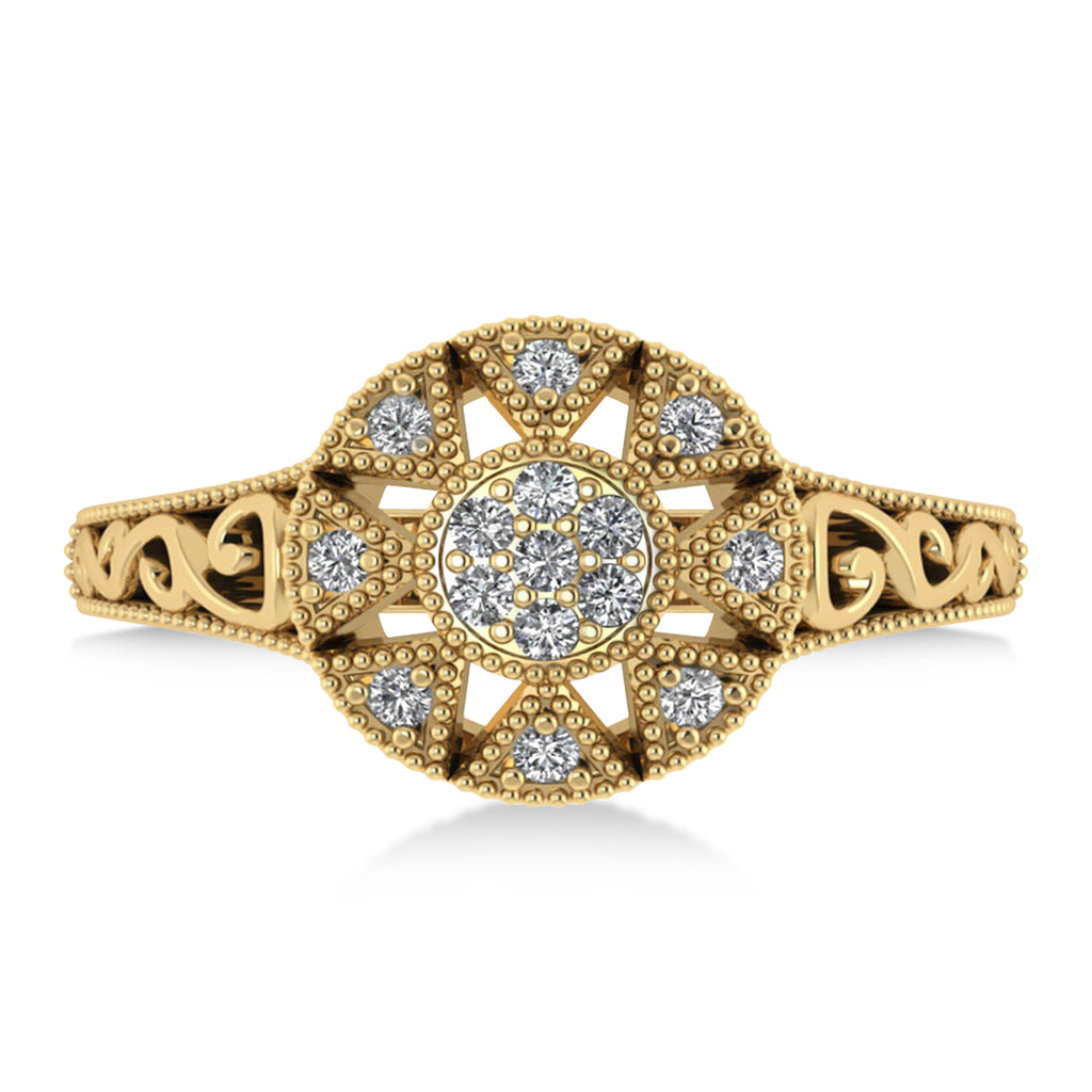 Diamond Milgrain Octagram Ladies' Ring 14k Yellow Gold (0.23ct)