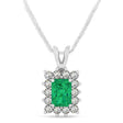 Emerald Shape Emerald & Diamond Pendant Necklace 14k White Gold (2.81ct)