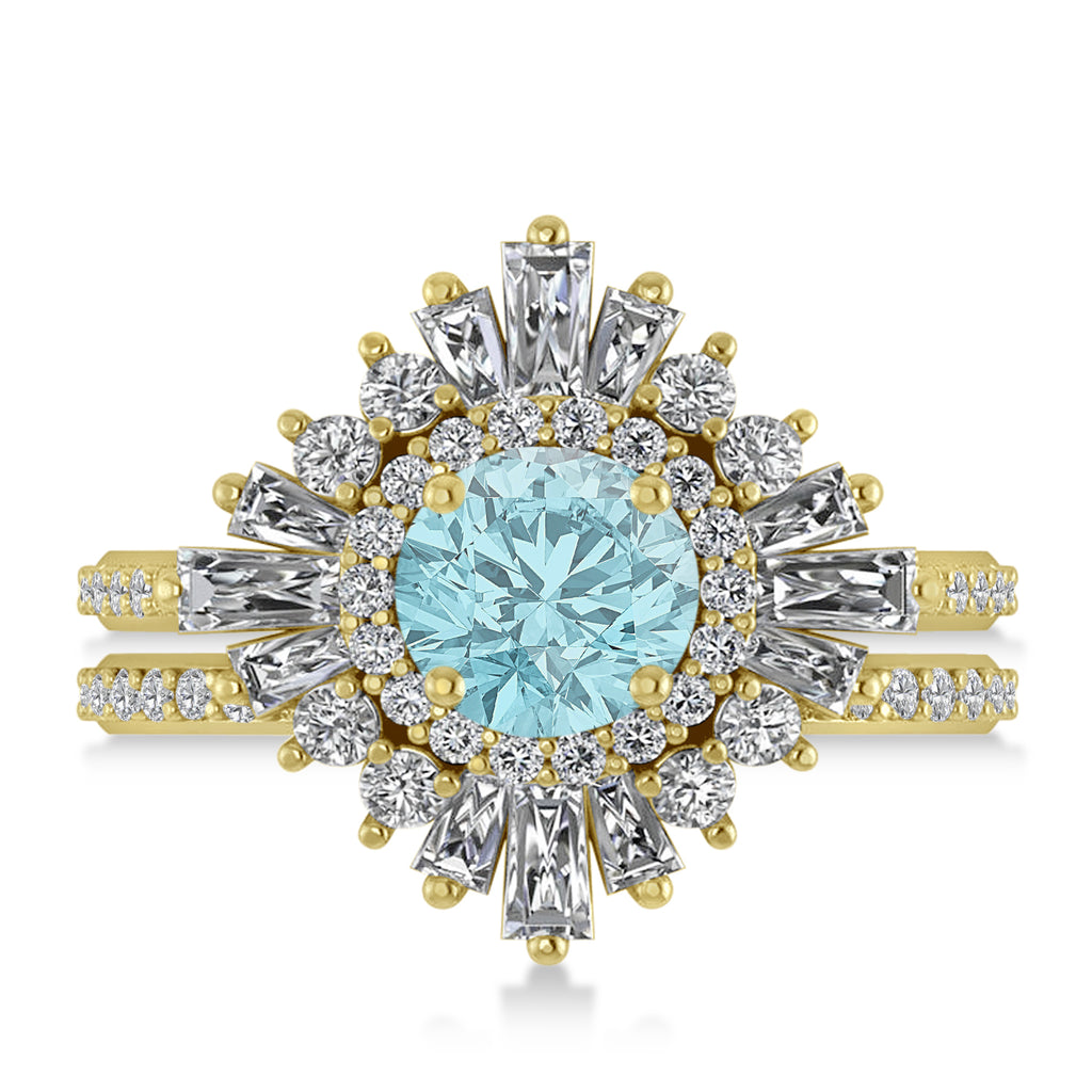 Aquamarine & Diamond Ballerina Engagement Ring 18k Yellow Gold (2.74 ctw)