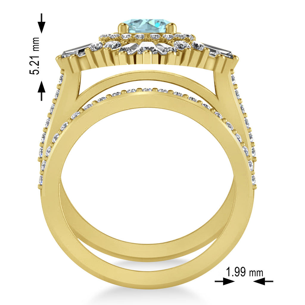 Aquamarine & Diamond Ballerina Engagement Ring 18k Yellow Gold (2.74 ctw)