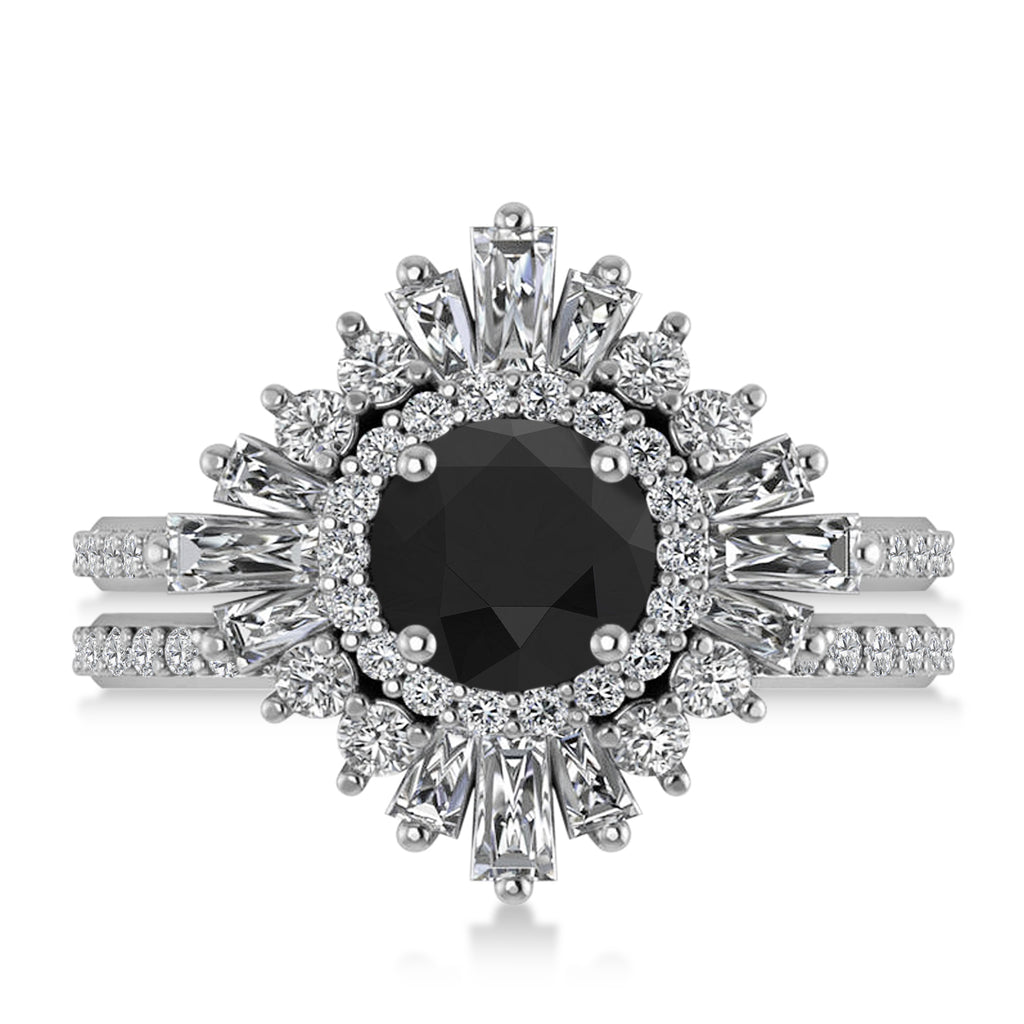 Black Diamond & Diamond Ballerina Engagement Ring Platinum (2.74 ctw)