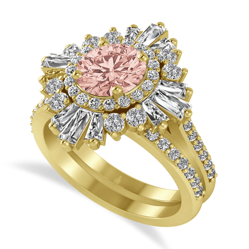 Morganite & Diamond Ballerina Engagement Ring 14k Yellow Gold (2.74 ctw)