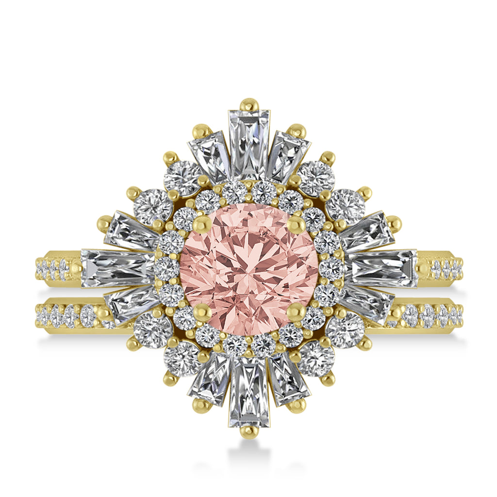 Morganite & Diamond Ballerina Engagement Ring 14k Yellow Gold (2.74 ctw)