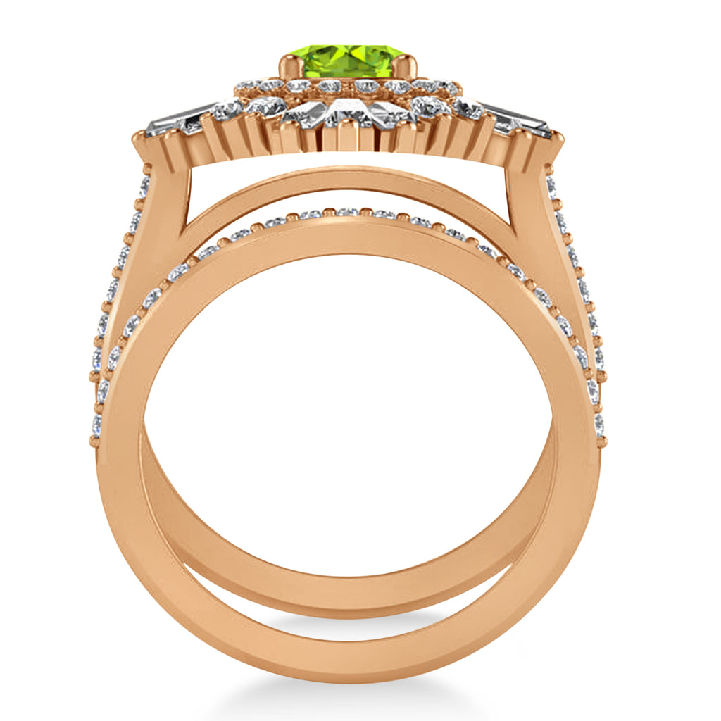 Peridot & Diamond Ballerina Engagement Ring 14k Rose Gold (2.74 ctw)