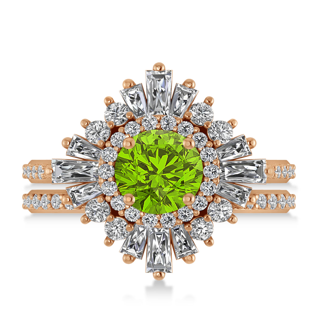 Peridot & Diamond Ballerina Engagement Ring 14k Rose Gold (2.74 ctw)