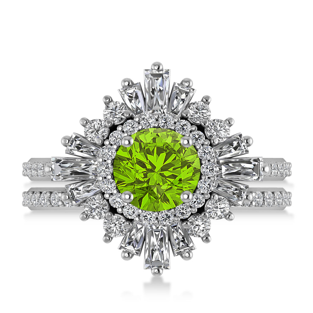 Peridot & Diamond Ballerina Engagement Ring Platinum (2.74 ctw)