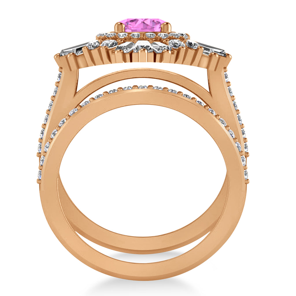 Pink Sapphire & Diamond Ballerina Engagement Ring 14k Rose Gold (2.74 ctw)
