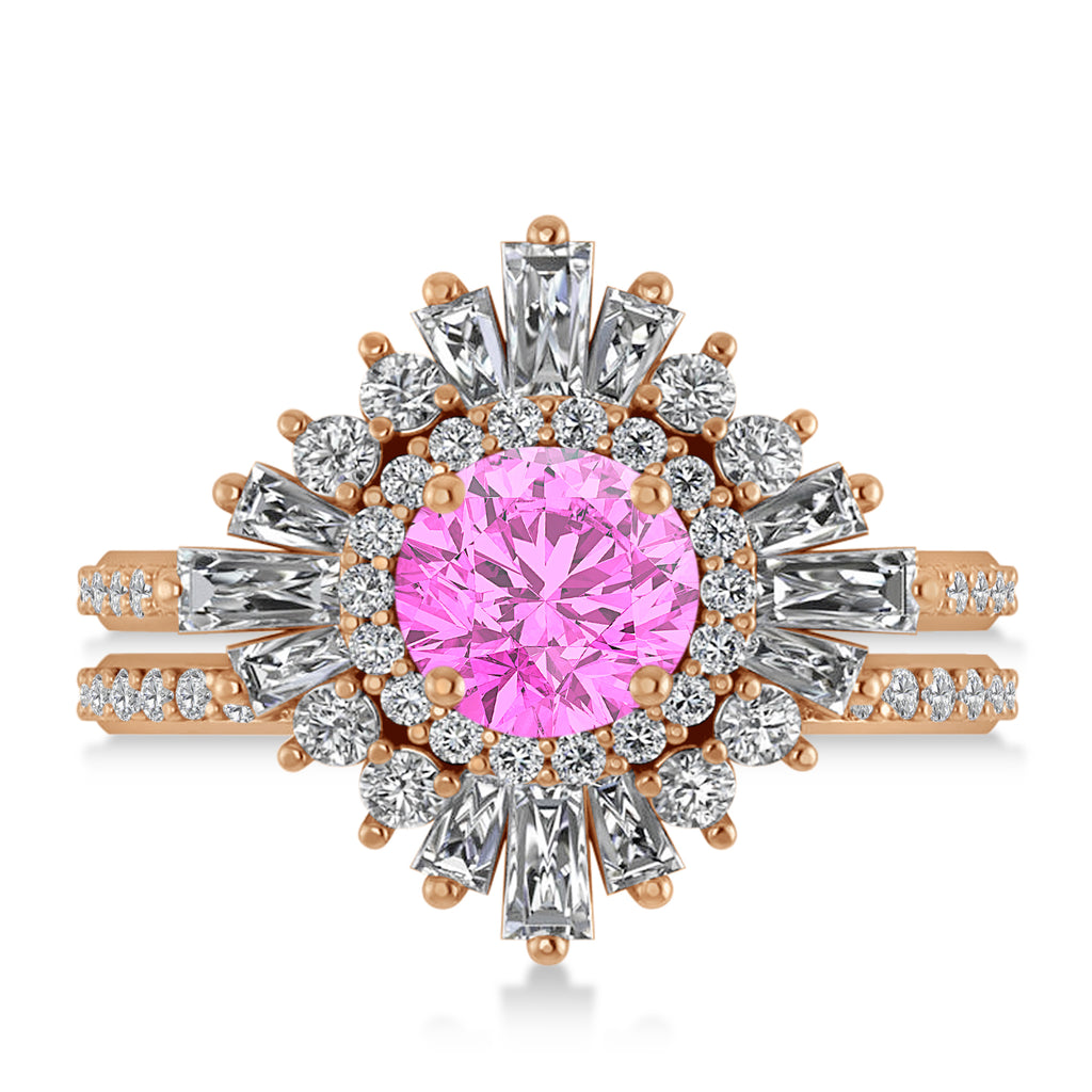 Pink Sapphire & Diamond Ballerina Engagement Ring 14k Rose Gold (2.74 ctw)