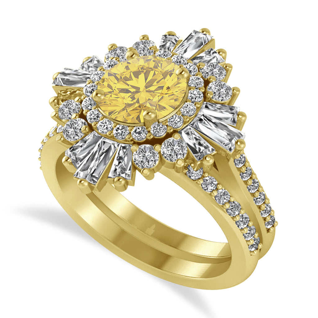 Yellow Diamond & Diamond Ballerina Engagement Ring 18k Yellow Gold (2.74 ctw)