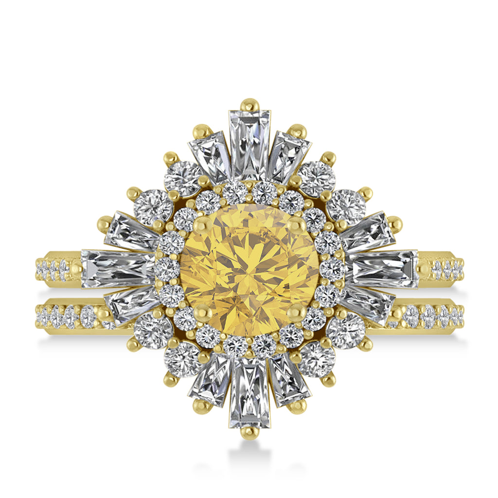 Yellow Diamond & Diamond Ballerina Engagement Ring 18k Yellow Gold (2.74 ctw)
