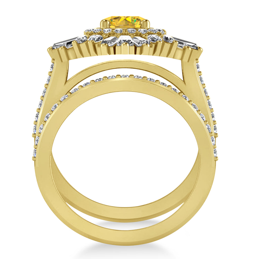 Yellow Sapphire & Diamond Ballerina Engagement Ring 14k Yellow Gold (2.74 ctw)