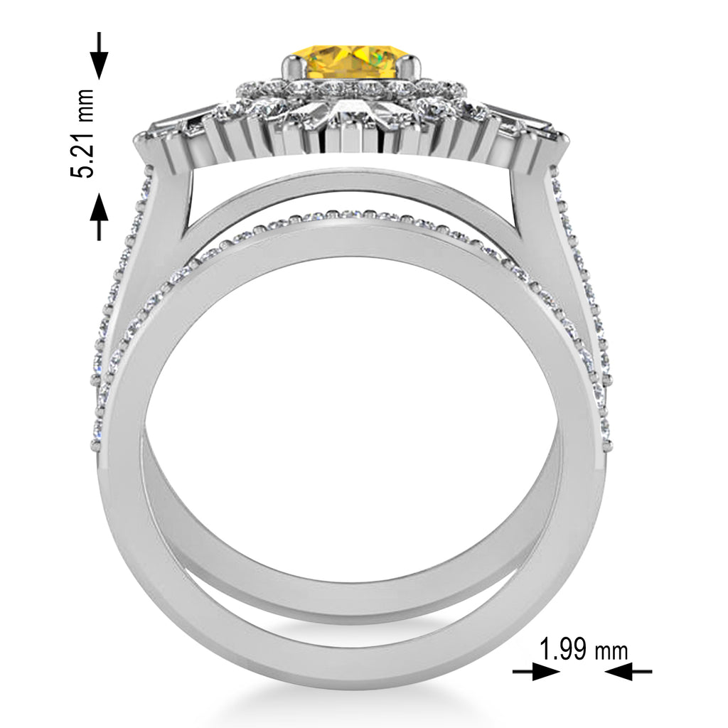 Yellow Sapphire & Diamond Ballerina Engagement Ring Palladium (2.74 ctw)
