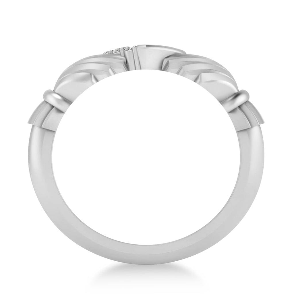 Diamond Claddagh Ladies Ring with Hollow Heart 14k White Gold (0.05ct)
