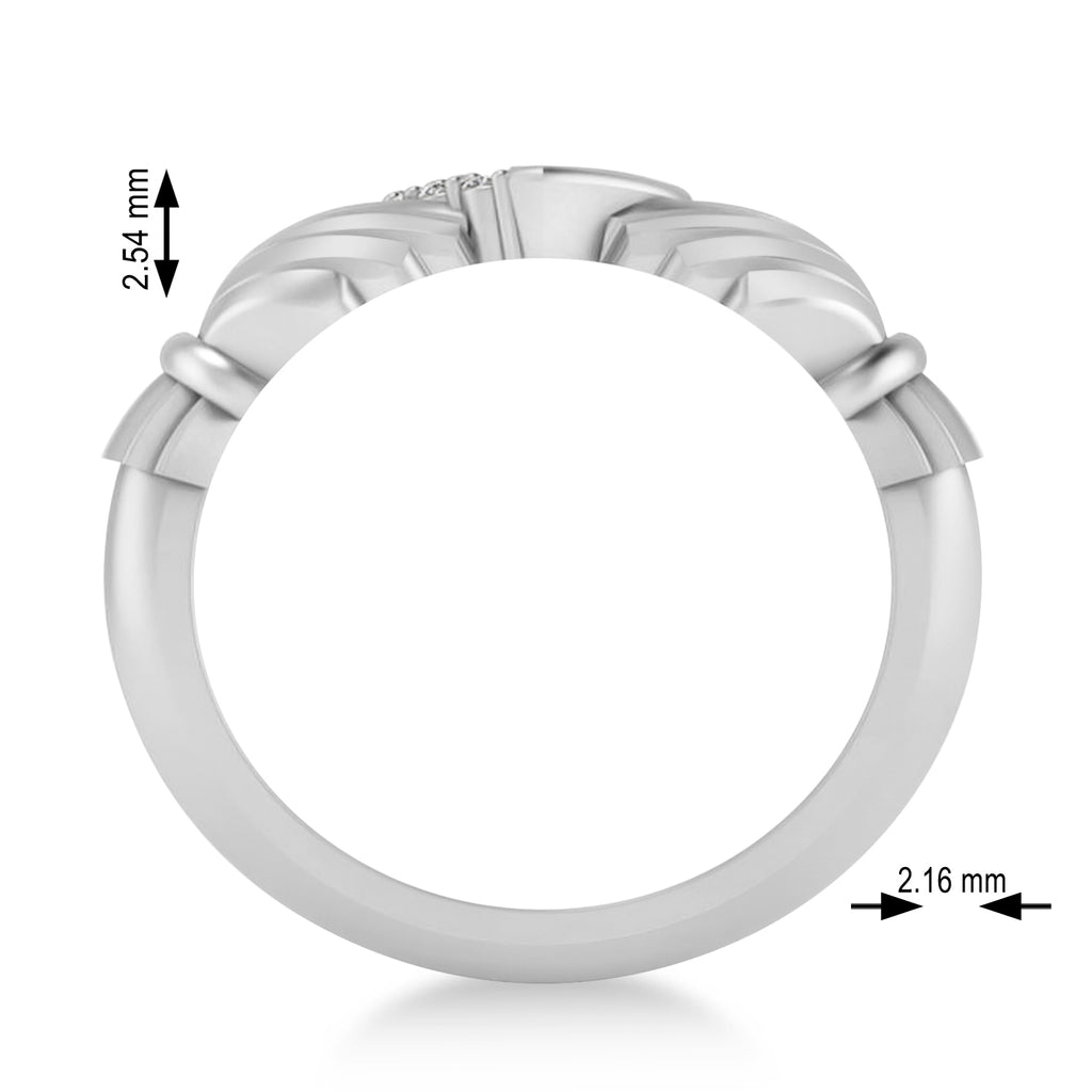 Diamond Claddagh Ladies Ring with Hollow Heart 14k White Gold (0.05ct)
