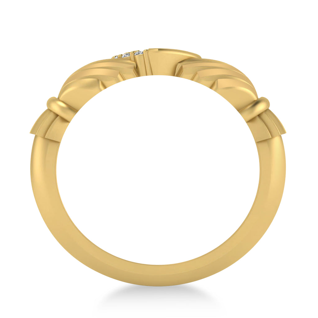 Diamond Claddagh Ladies Ring with Hollow Heart 14k Yellow Gold (0.05ct)