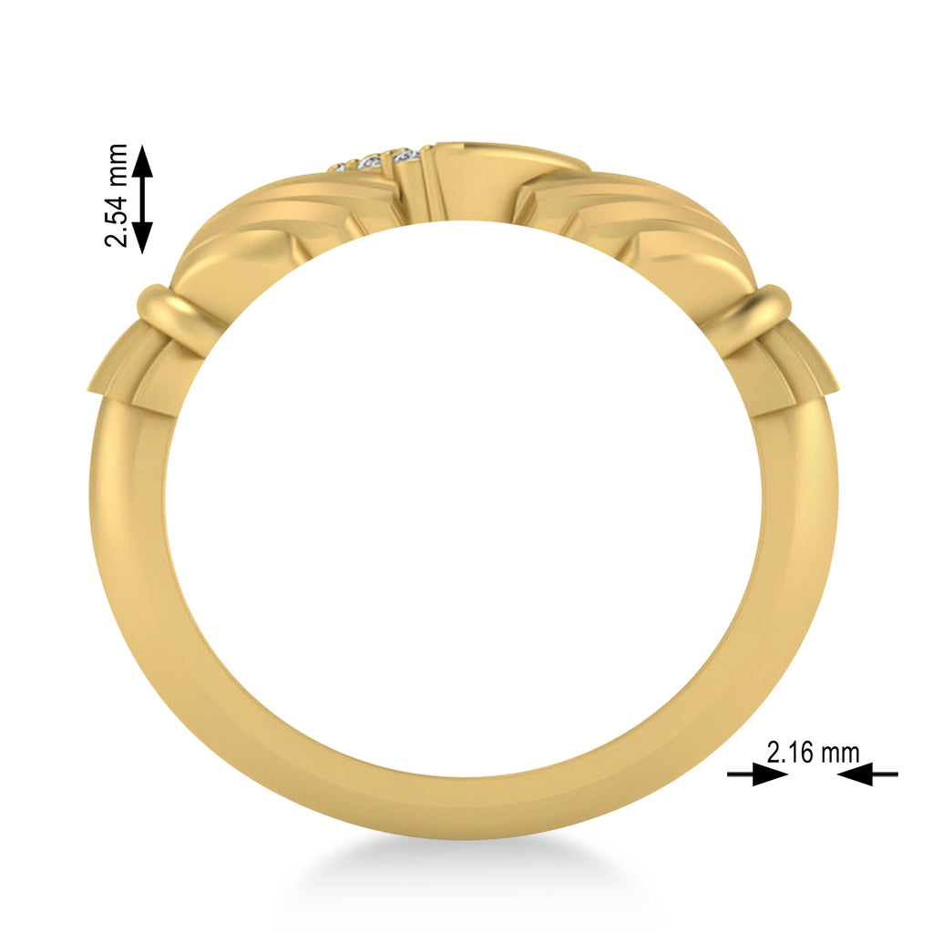 Diamond Claddagh Ladies Ring with Hollow Heart 14k Yellow Gold (0.05ct)