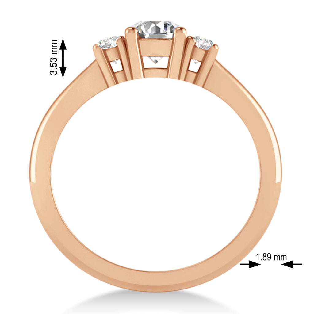 Round Diamond Three-Stone Engagement Ring 14k Rose Gold (0.60ct)