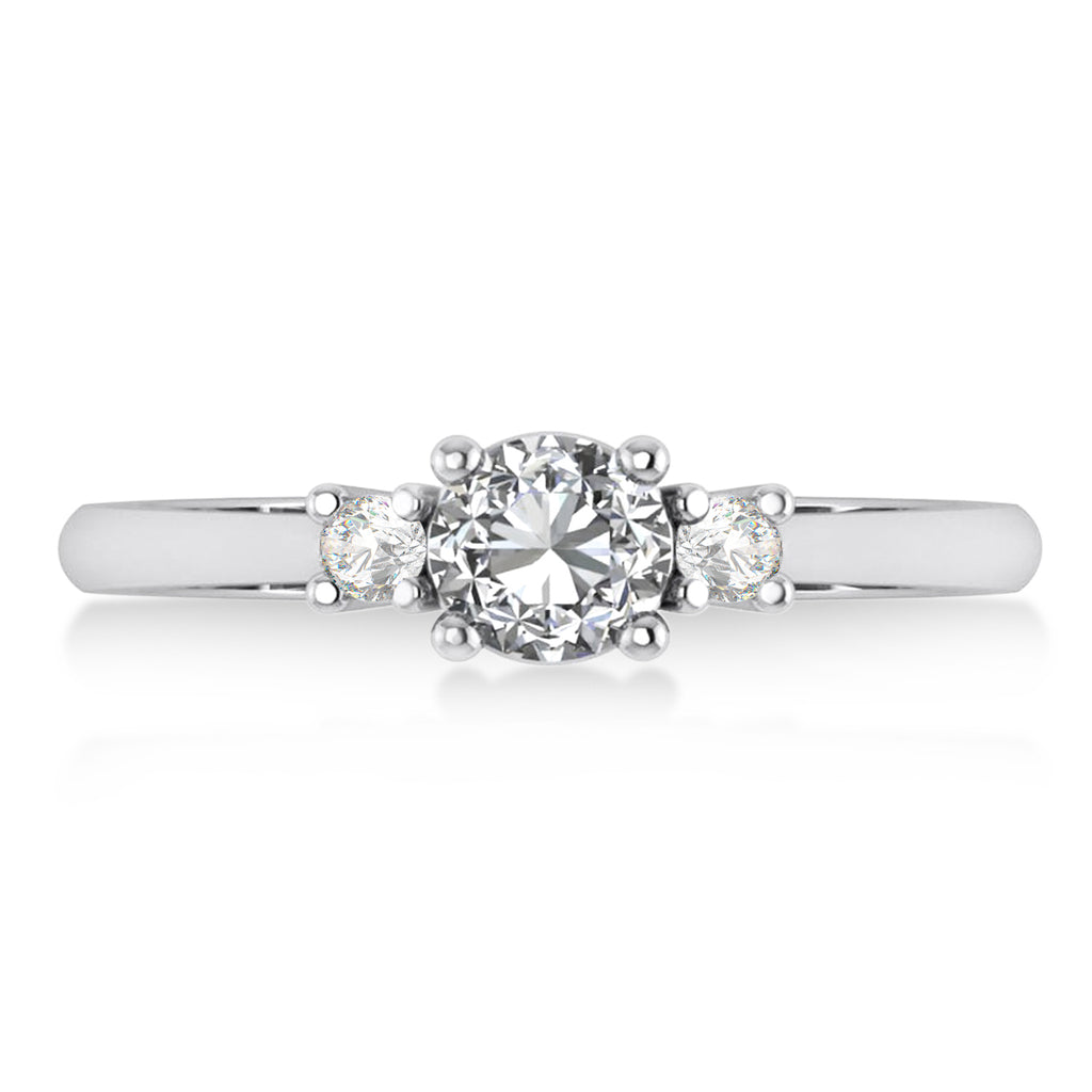 Round Diamond Three-Stone Engagement Ring 14k White Gold (0.60ct)