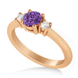 Round Amethyst & Diamond Three-Stone Engagement Ring 14k Rose Gold (0.60ct)