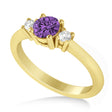 Round Amethyst & Diamond Three-Stone Engagement Ring 14k Yellow Gold (0.60ct)