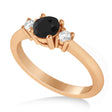 Round Black & White Diamond Three-Stone Engagement Ring 14k Rose Gold (0.60ct)