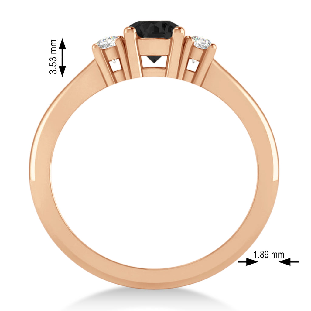 Round Black & White Diamond Three-Stone Engagement Ring 14k Rose Gold (0.60ct)