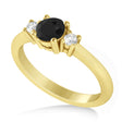 Round Black & White Diamond Three-Stone Engagement Ring 14k Yellow Gold (0.60ct)