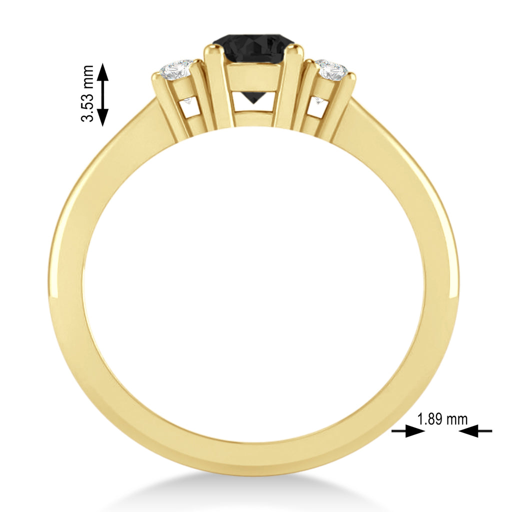 Round Black & White Diamond Three-Stone Engagement Ring 14k Yellow Gold (0.60ct)