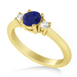 Round Blue Sapphire & Diamond Three-Stone Engagement Ring 14k Yellow Gold (0.60ct)