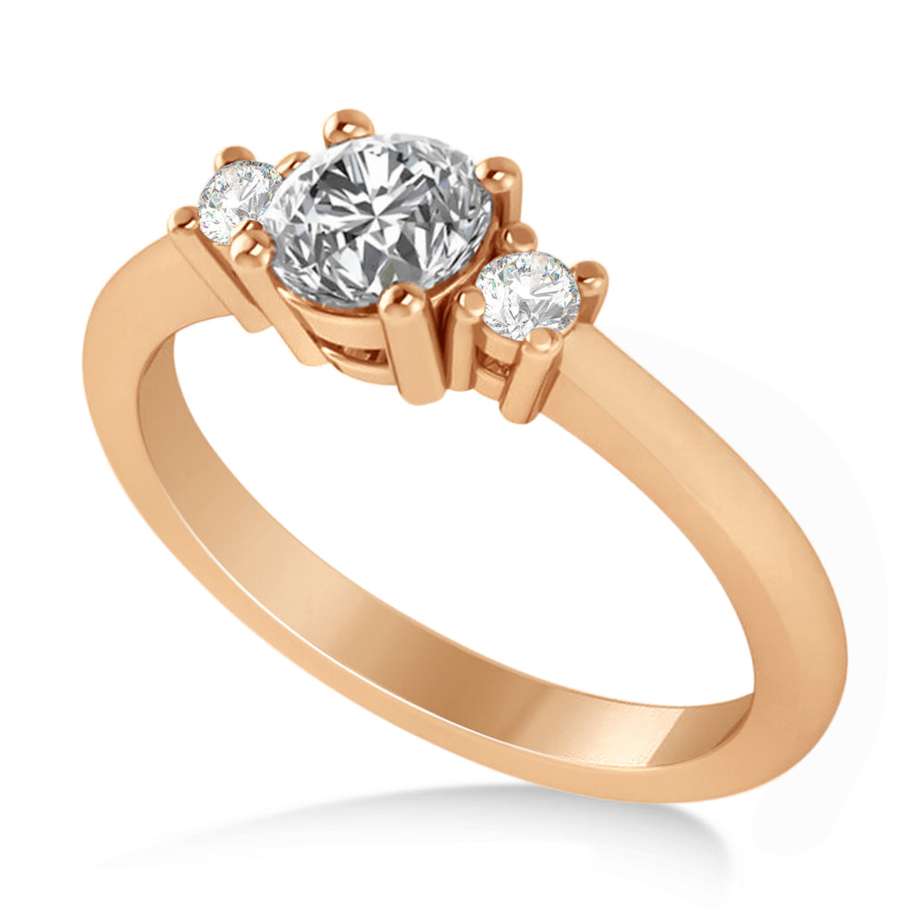 Round Lab Diamond Three-Stone Engagement Ring 14k Rose Gold (0.60ct)