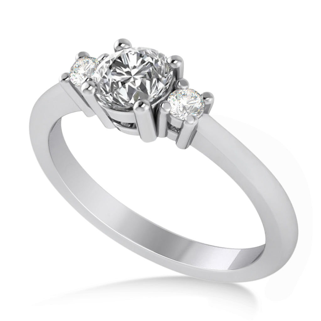 Round Lab Diamond Three-Stone Engagement Ring 14k White Gold (0.60ct)
