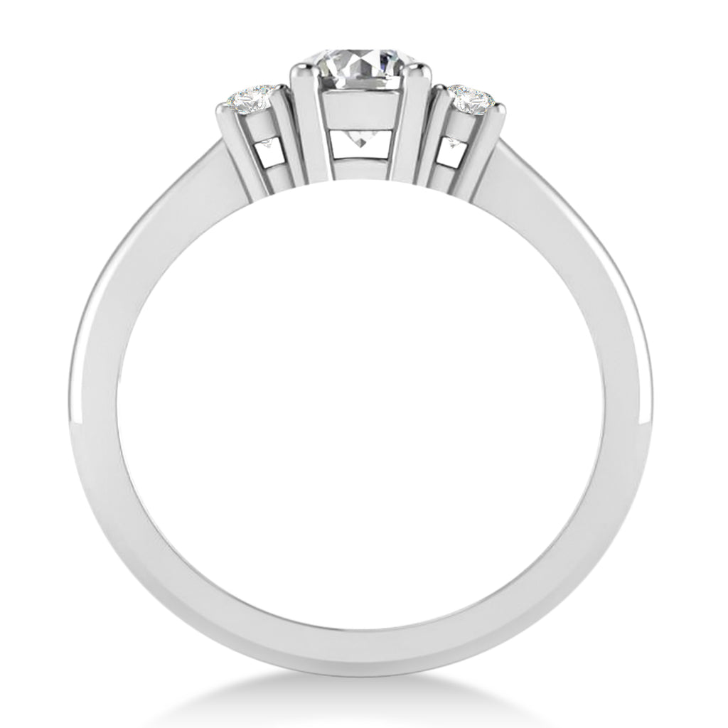 Round Lab Diamond Three-Stone Engagement Ring 14k White Gold (0.60ct)