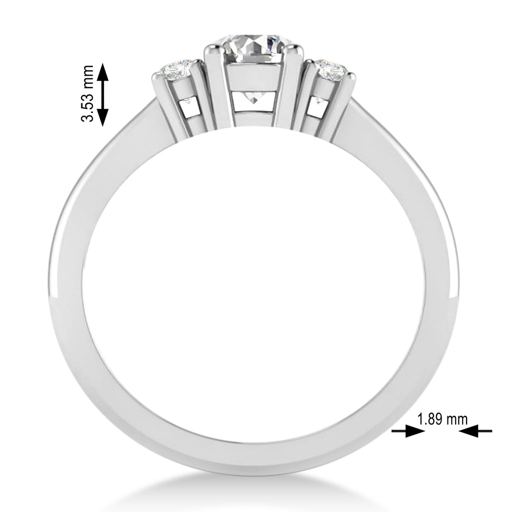 Round Lab Diamond Three-Stone Engagement Ring 14k White Gold (0.60ct)