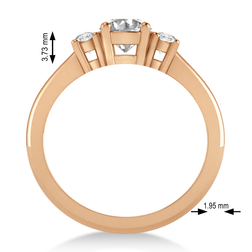 Round Diamond Three-Stone Engagement Ring 14k Rose Gold (0.89ct)